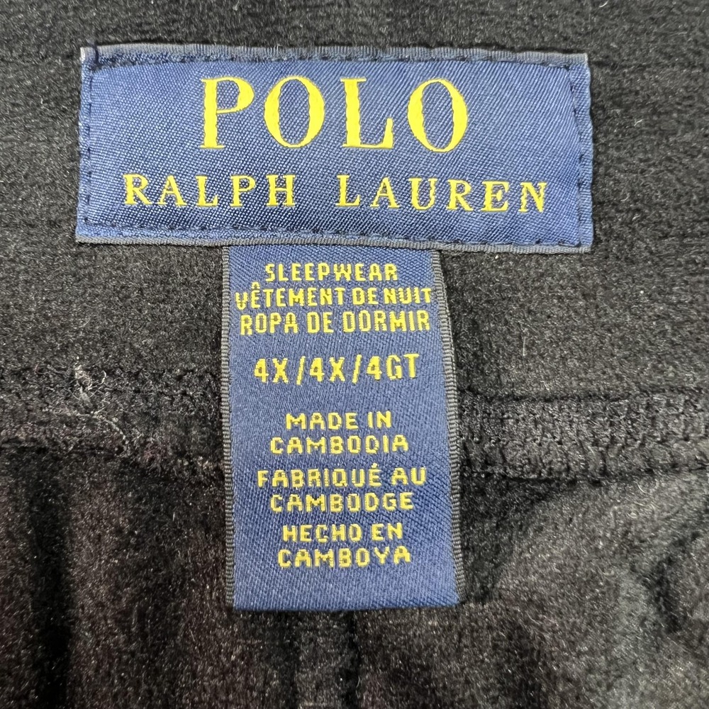 Polo Ralph Lauren Pajama Pants Mens 4XL Black Velour Sleepwear Drawstring - Picture 4 of 6